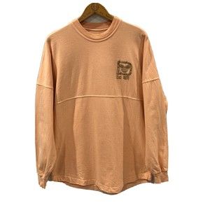 Walt Disney World Spirit Jersey Womens Size XS Shirt Puffy Gold Glitter Peach